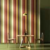 So Stripey Rainbow Bloc Autumn Twist wallpaper by Ohpopsi shown on a full wall