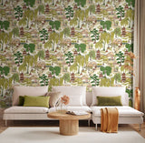 Hanashi Oka Evergreen wallpaper by Ohpopsi shown on a full wall
