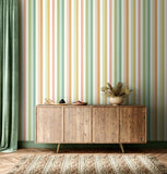 So Stripey Candy Kaleidoscope Sand Drift wallpaper by Ohpopsi shown on a full wall
