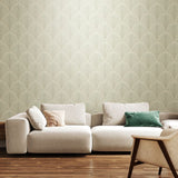 Elegance Leaf Fan Sky wallpaper by Hoopla Walls shown on a full wall