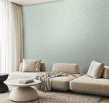 Purity Zebra Leaf Duck Egg Blue wallpaper by Hoopla Walls shown on a full wall