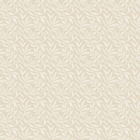 Riches of Nature Dotty Leaf Dark Linen wallpaper by Ohpopsi, a beige leaf design