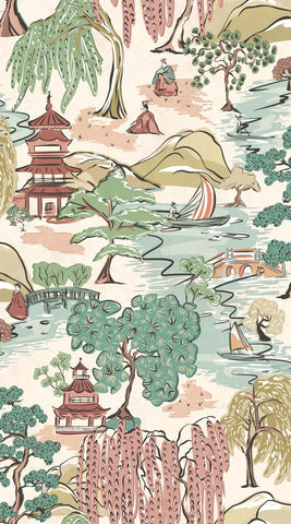 Hanashi Oka Blossom wallpaper by Ohpopsi, a pink leaf design