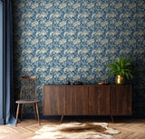 Eden Vol 2 Cotswold Trail Dark Denim wallpaper by Hoopla Walls shown on a full wall