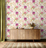 Hanashi Saku Vintage Plum wallpaper by Ohpopsi shown on a full wall