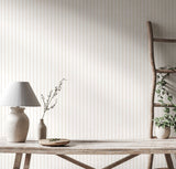 Purity Scallop Stripe Stone wallpaper by Hoopla Walls shown on a full wall
