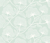Purity Dash Trail Seaglass wallpaper by Hoopla Walls, a teal floral design