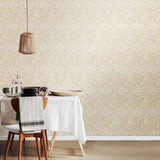 Elegance Damask Trail Linen wallpaper by Hoopla Walls shown on a full wall