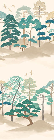 Hanashi Kigi Peacock Mix wallpaper by Ohpopsi, a teal leaf design