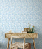 Purity Evelyn Trail Sky wallpaper by Hoopla Walls shown on a full wall