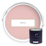 Two tins of Paeony pink eco paint from Victory Colours