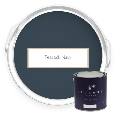 Two tins of Peacock Navy navy blue eco paint from Victory Colours