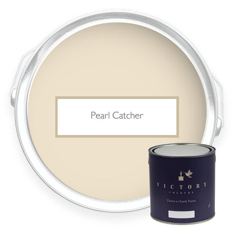 Two tins of Pearl Catcher cream eco paint from Victory Colours