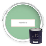 Two tins of Peastachio green eco paint from Victory Colours