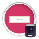 Two tins of Penally Pink deep pink eco paint from Victory Colours