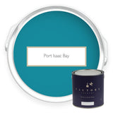 Two tins of Port Isaac Blue deep teal eco paint from Victory Colours