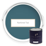 Two tins of Rainforest Teal teal eco paint from Victory Colours