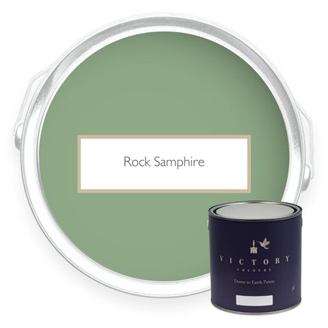 Two tins of Rock Samphire heritage green eco paint from Victory Colours