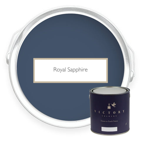 Two tins of Royal Sapphire navy blue eco paint from Victory Colours