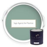 Two tins of Sage Against the Machine sage green eco paint from Victory Colours