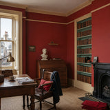 Home office painted in Salamanca Red dark red eco paint