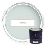Two tins of Serenity pale duck egg blue eco paint from Victory Colours