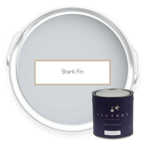 Two tins of Shark Fin pale grey eco paint from Victory Colours