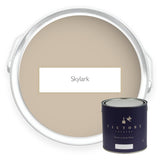 Two tins of Skylark light beige eco paint from Victory Colours