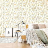 OHPOPSI Laid Bare Wallpaper Pomegranate Trail Colourway Linen Mix Lifestyle Image