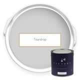 Two tins of Teardrop mid grey eco paint from Victory Colours
