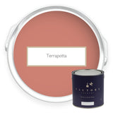Two tins of Terrapotta terracotta pink eco paint from Victory Colours