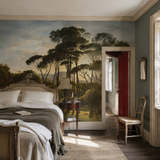 Orange wall mural in a bedroom, Classic Italian Landscape 5436 by WallArt, with joinery painted in Poppy