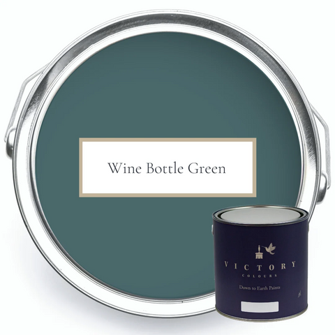 Two tins of Wine Bottle Green dark green eco paint from Victory Colours
