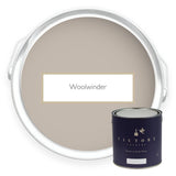 Two tins of Woolwinder greige eco paint from Victory Colours