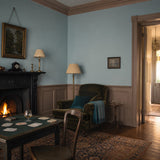 Living room painted in Yee Yee mid blue eco paint