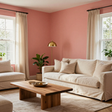 Room painted in You're My Lobster coral pink eco paint