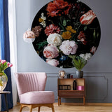 Circular Mural Living Room Image Vase of Flowers Mural De Heem Wall Art