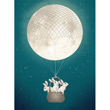 Moonbunnie Wall-art Wall Mural Bunnies in a moon ballon for Kid's nursery