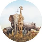African Elephant and wild animals in the grassy plains of Africa Wall Mural