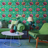 Alice Green Floral green and pink wallpaper by Olenka Design Living room image 