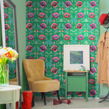 Alice Green Wallpaper and Peastachio No. 118 Green paint tin image