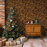 Milana Black and Gold Wallpaper Christmas tree Image