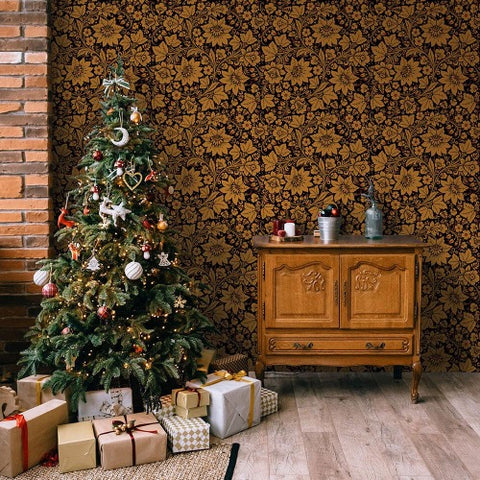 Milana Black and Gold Wallpaper Christmas tree Image