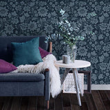 Milana Blue Graphite Wallpaper Living Room