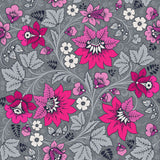 Milana Hot Pink and Grey floral wallpaper design from Olenka  close up image