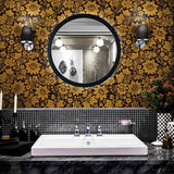 Milana Black and Gold Wallpaper Bathroom Image