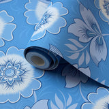 Neva Blue blue and white floral designer Wallpaper roll image