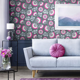 Neva Pink and grey wallpaper by Olenka Design living room image