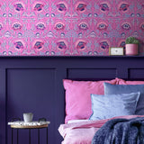 Bedroom painted in Blueberry Tart deep purple eco paint