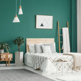 Room painted in Goose Green dark heritage green eco paint